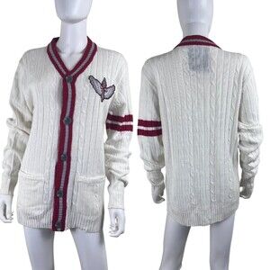 Raider Authentic Size L Slimmer Fit White Red Knit Cardigan Sweater Sport Preppy